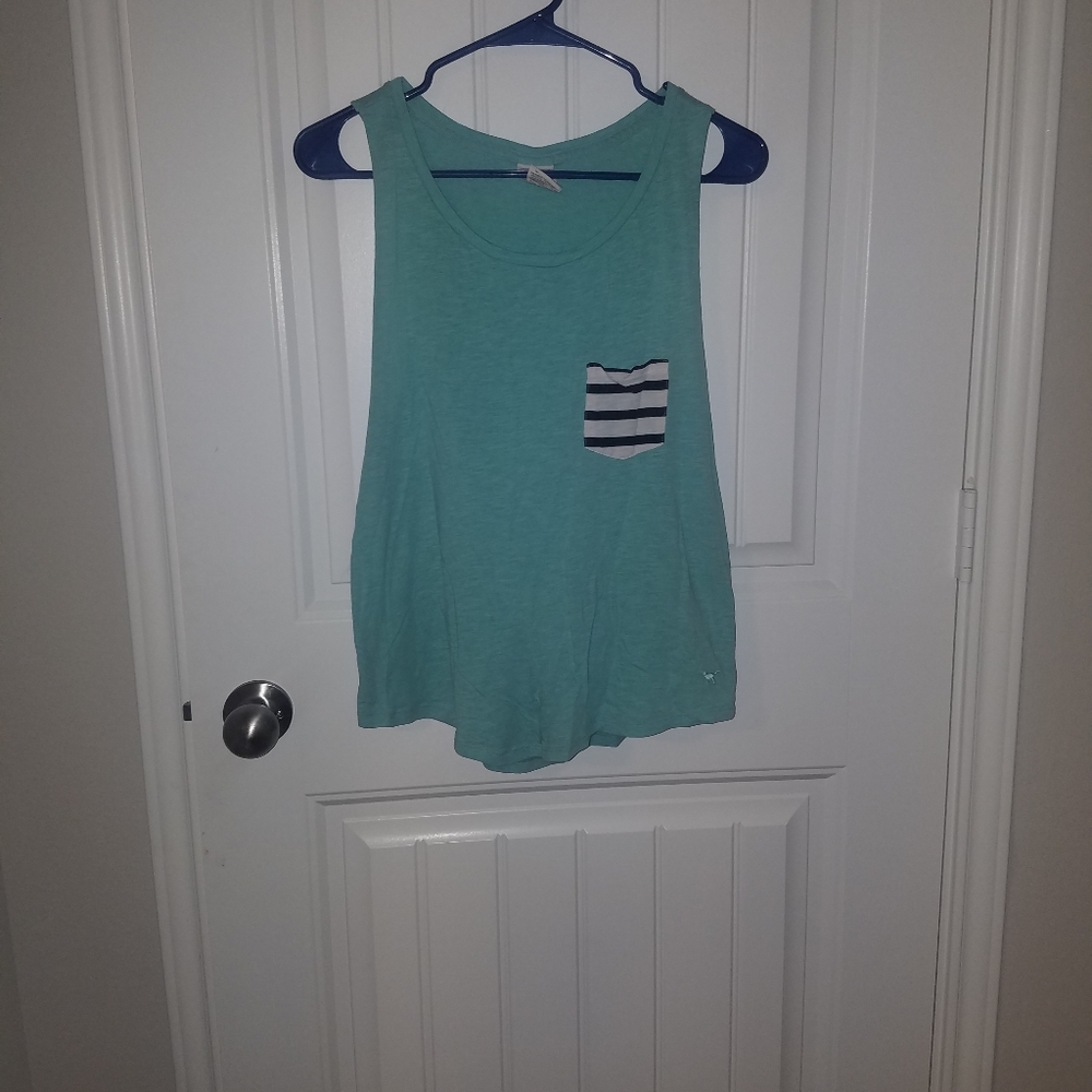 PINK light green/teal tank top